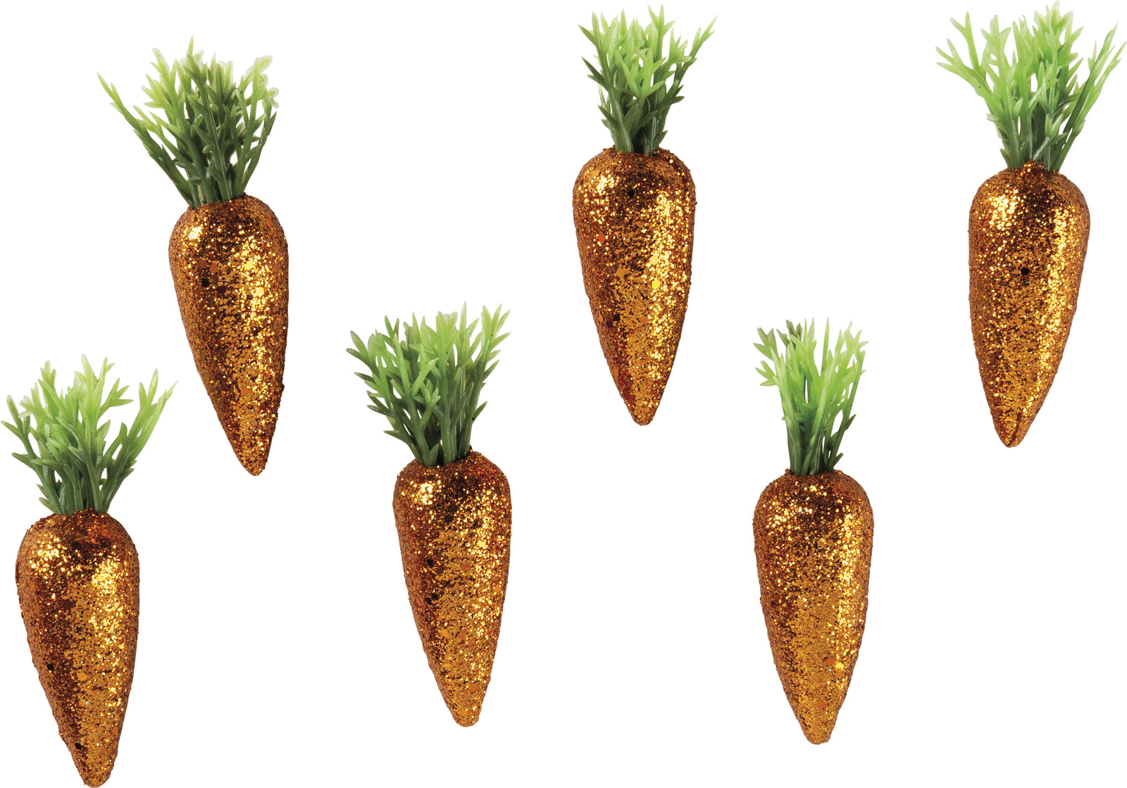 PBK Easter Decor - Small Glitter Carrot Ornaments 6pc Set