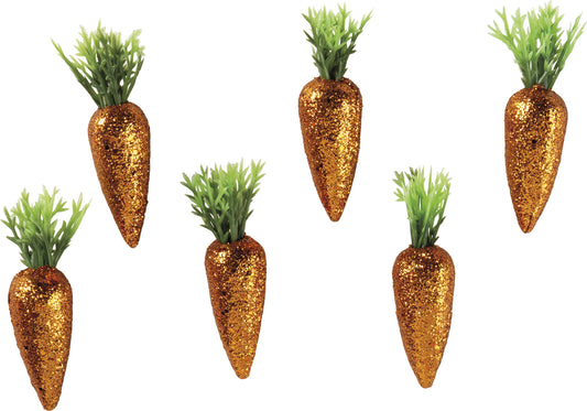 PBK Easter Decor - Small Glitter Carrot Ornaments 6pc Set