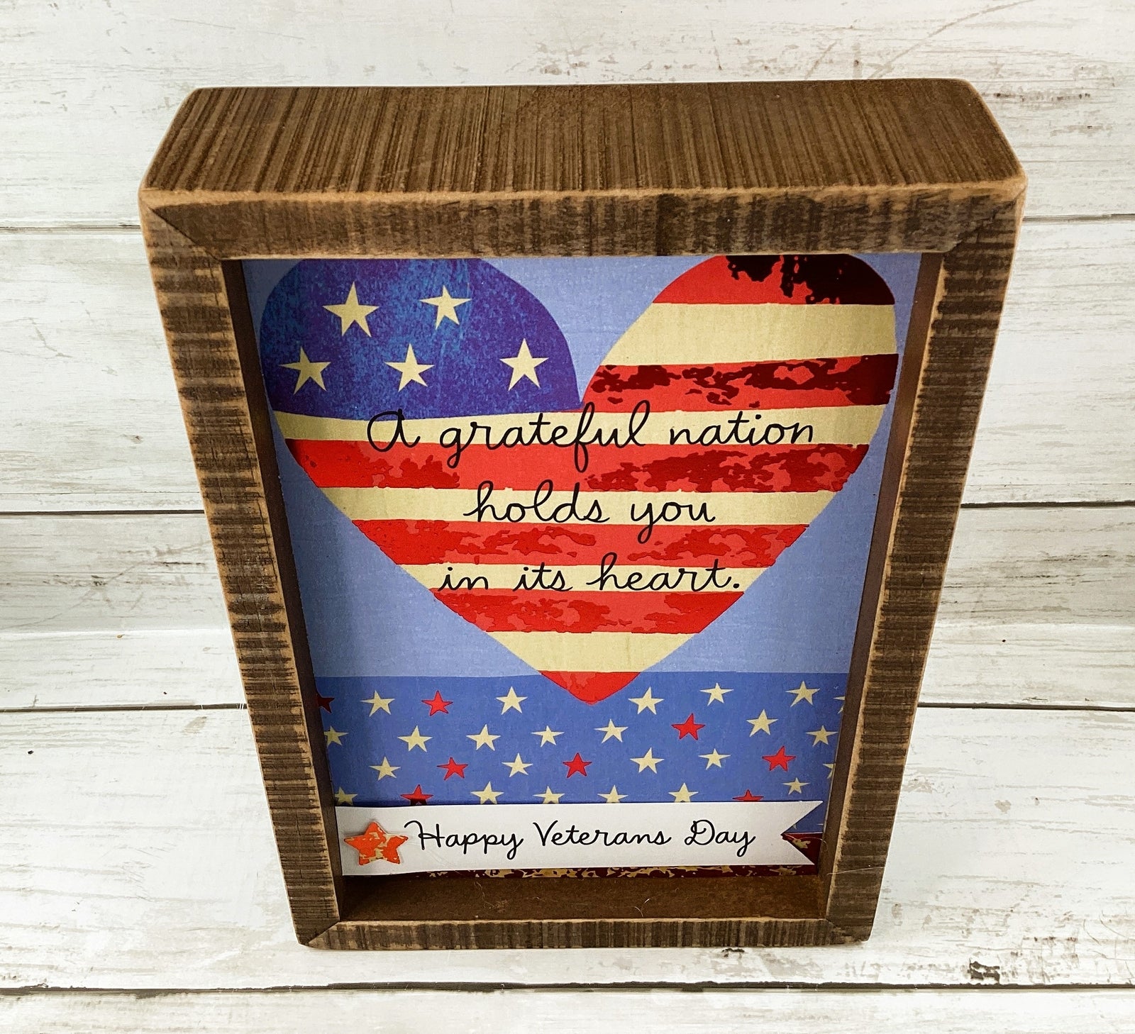AGD Patriotic Decor - Grateful Nation For Soldier Veteran Inset Box Sign