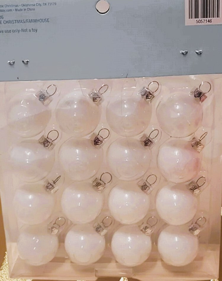 HL Christmas Decor - Mini White Plastic Joy Merry Word Ornaments 16pc Set