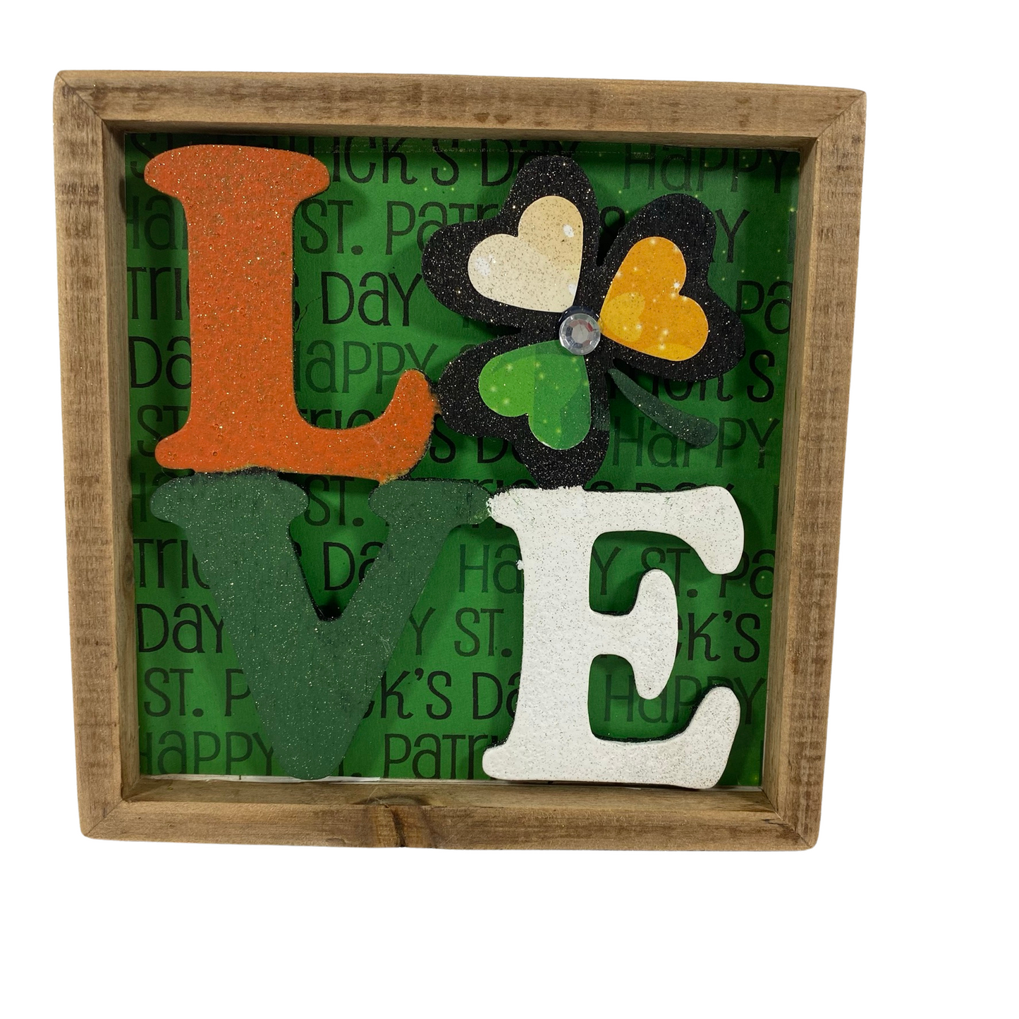 AGD St Patrick's Decor - Love Shamrock Clover Tiered Tray Inset Sign