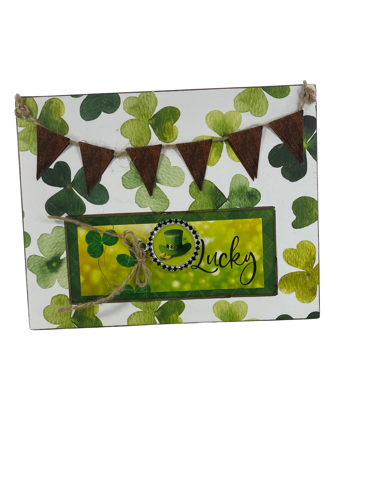 AGD St Patricks Decor -St Patricks Decor - Lucky Charm Block Sign