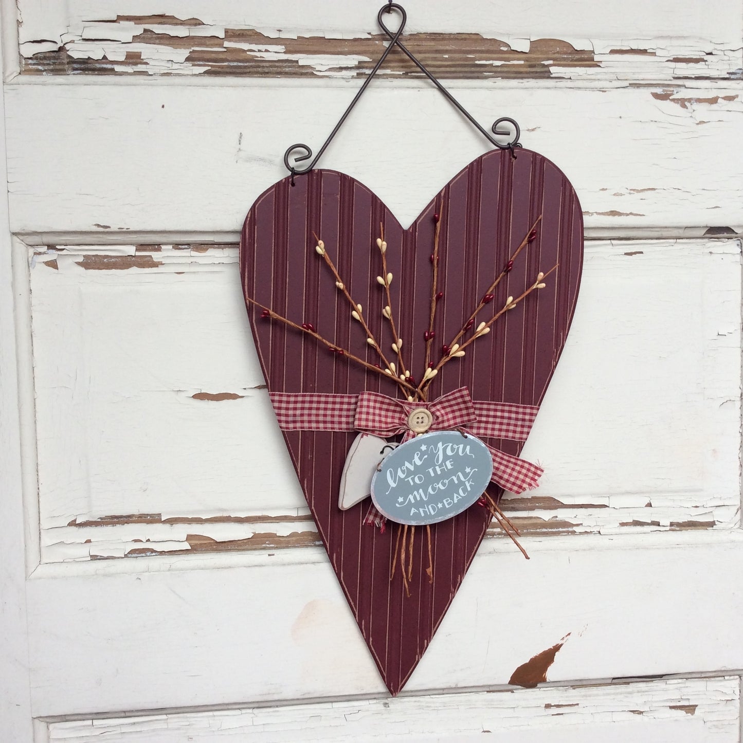AGD Valentine's Decor – Love You to The Moon Farmhouse Pipberry Wood Heart