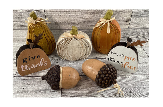 AGD Fall Decor - Resin Pumpkins and Acorns Tier Tray Sitters 5pc Set