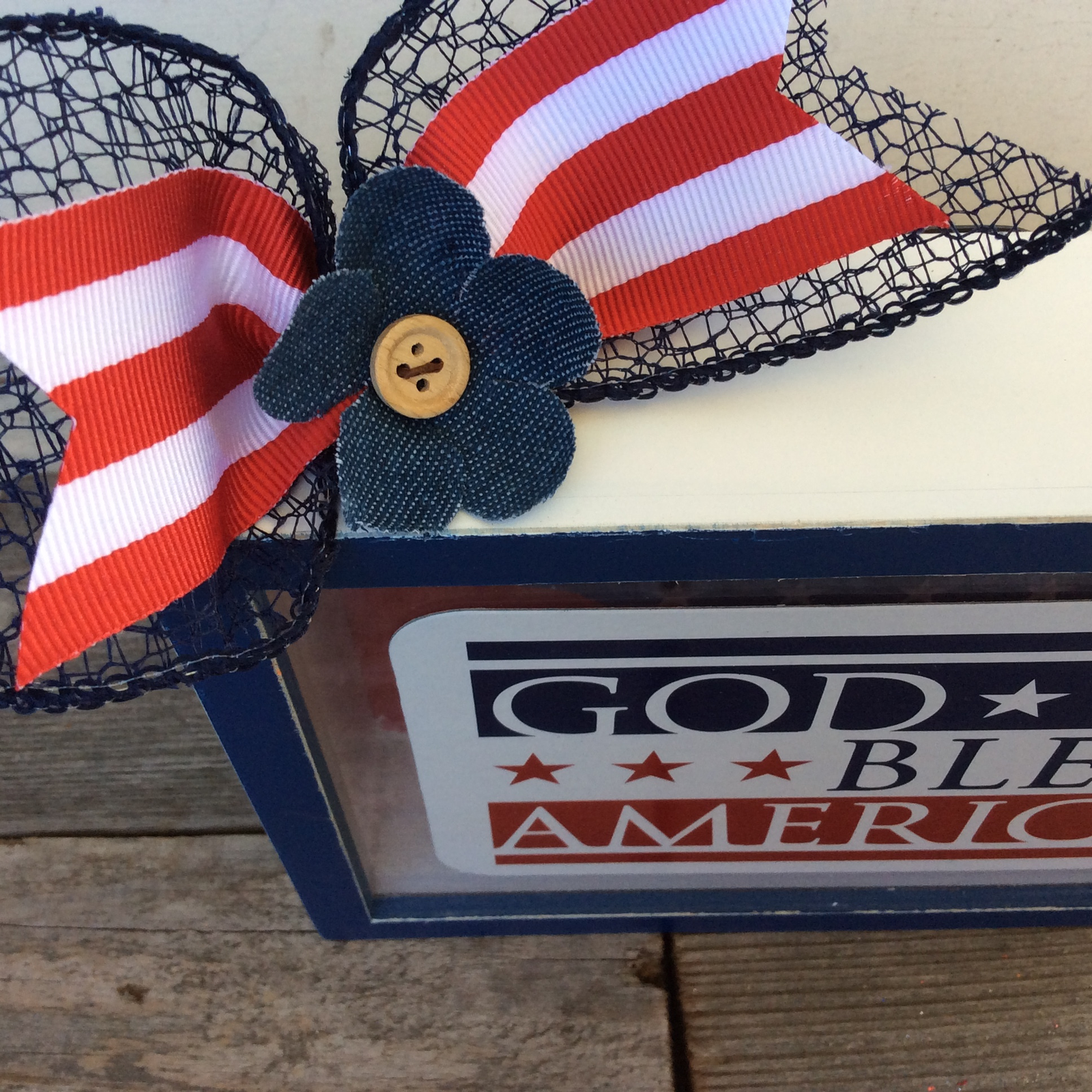 AGD Patriotic Decor -God Bless America Shadow Box Sign
