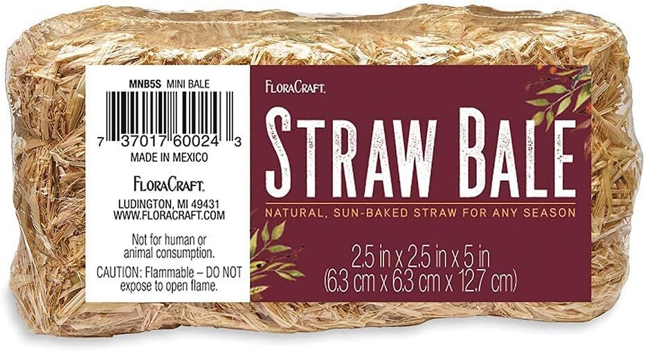 FloralCraft Supply - Fall Harvest Craft Straw Bale of Hay 5inch 2pc Set