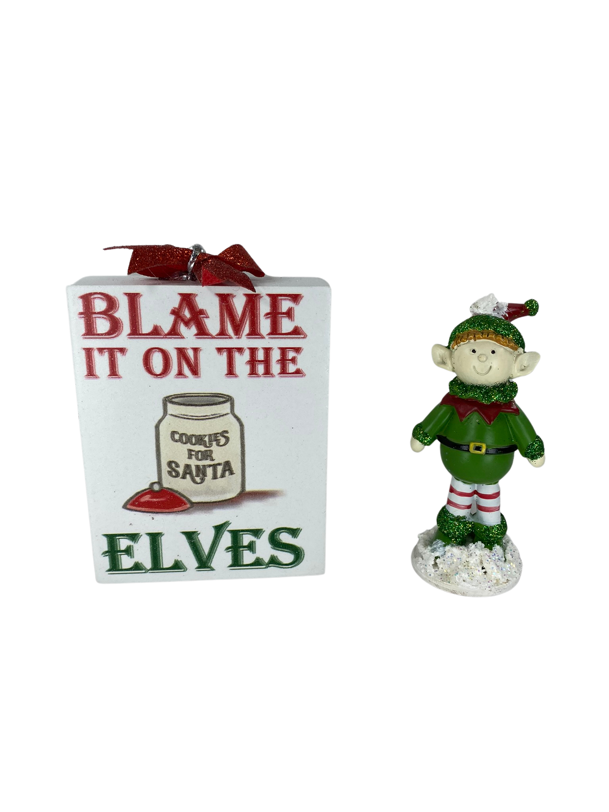 AGD Christmas Decor - Blame the Elf Elves Tier Tray Decor 2pc