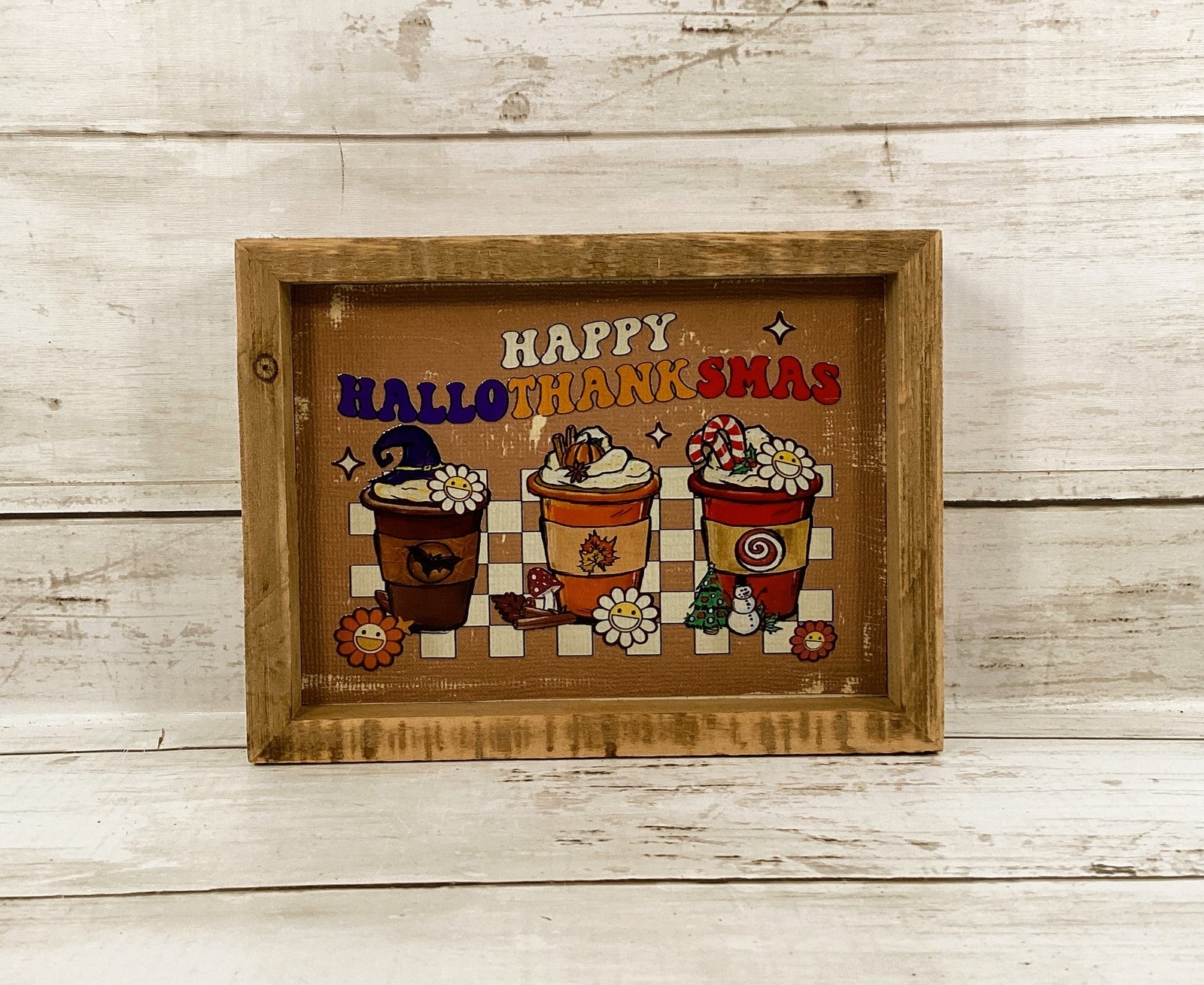 AGD Fall Decor - Latte Coffee Happy Hallothankmas Seasonal Box Sign