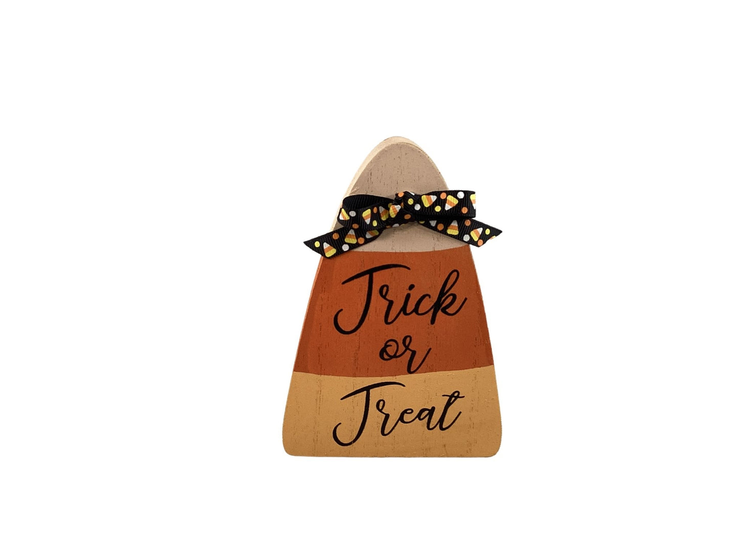 AGD Halloween Decor - Wood LOVE Candy Corn Trick Treat Chunky Sitter