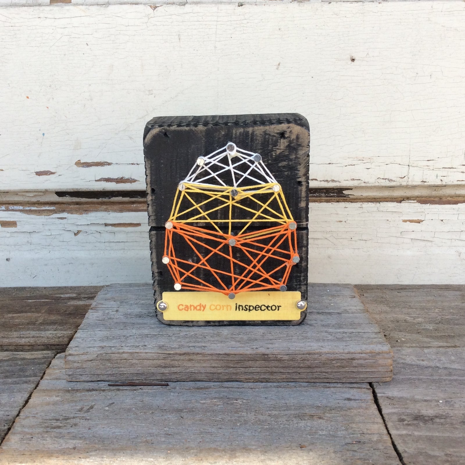 AGD Halloween Decor - Candy Corn Inspector String Art Box Sign