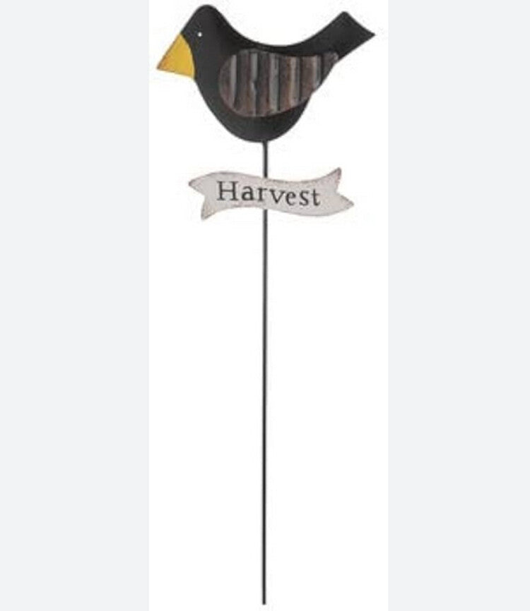 HL Fall Decor - Harvest Crow Metal Plant Pick