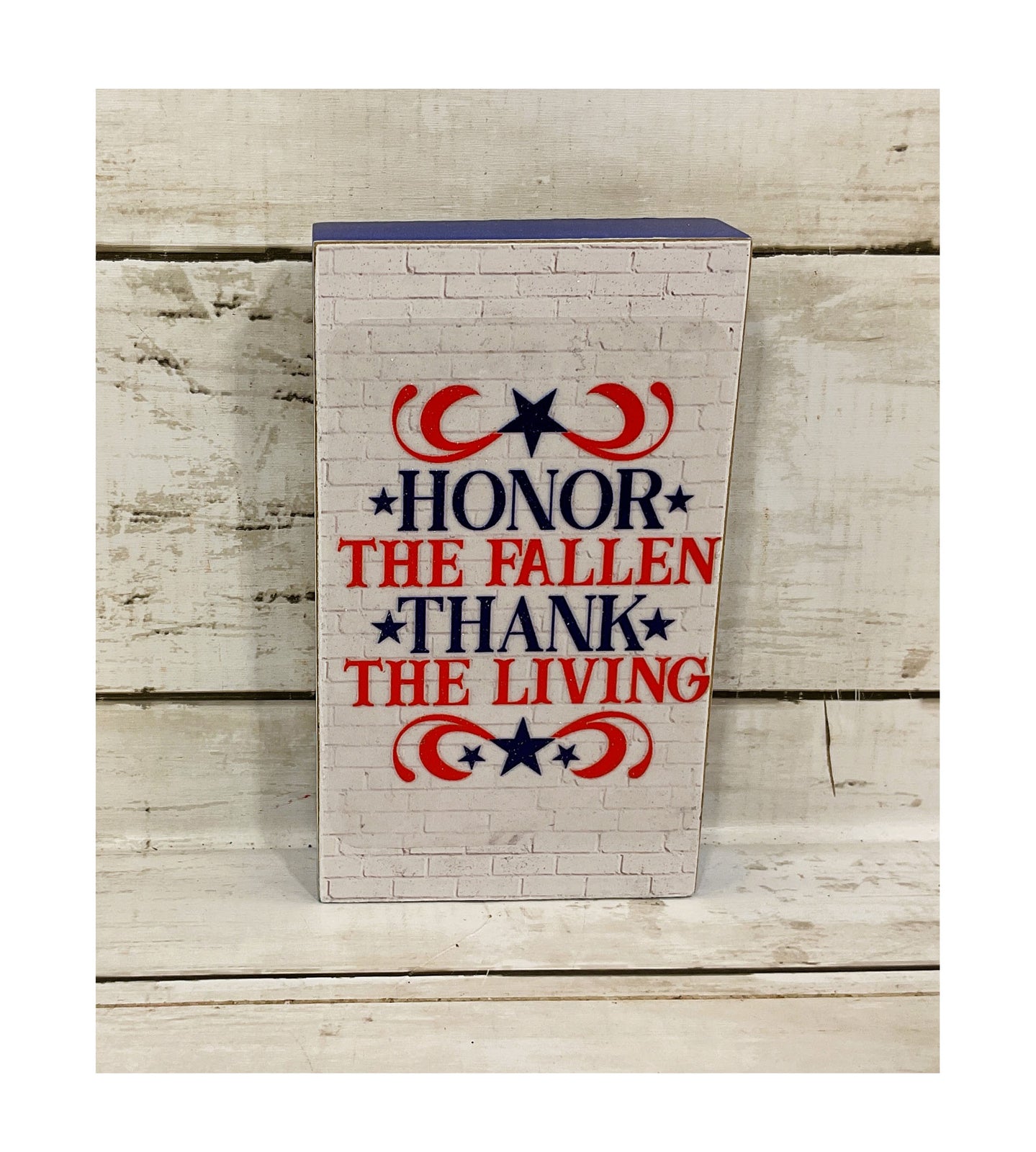 AGD Patriotic Decor - Memorial Veteran's Day Block Sign Decor