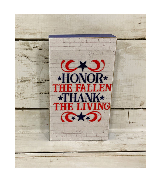 AGD Patriotic Decor - Memorial Veteran's Day Block Sign Decor