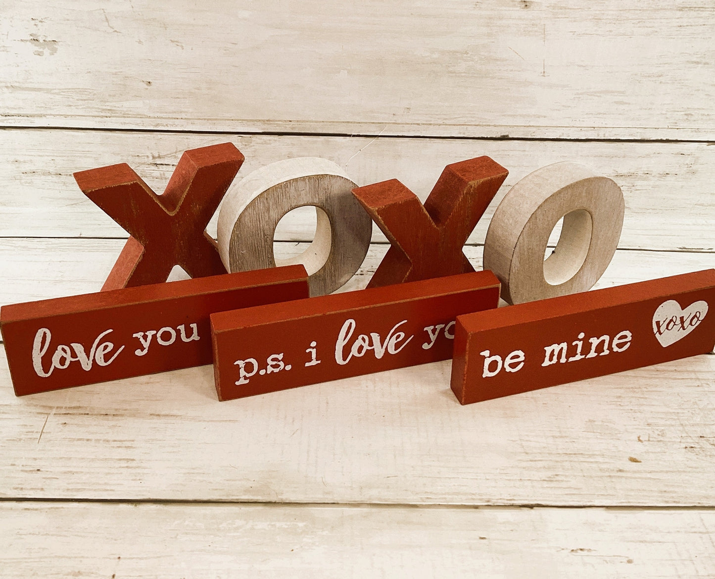 CWI Valentines Decor - Love Be Mine Mini Sticks XOXO Letters Tier Tray