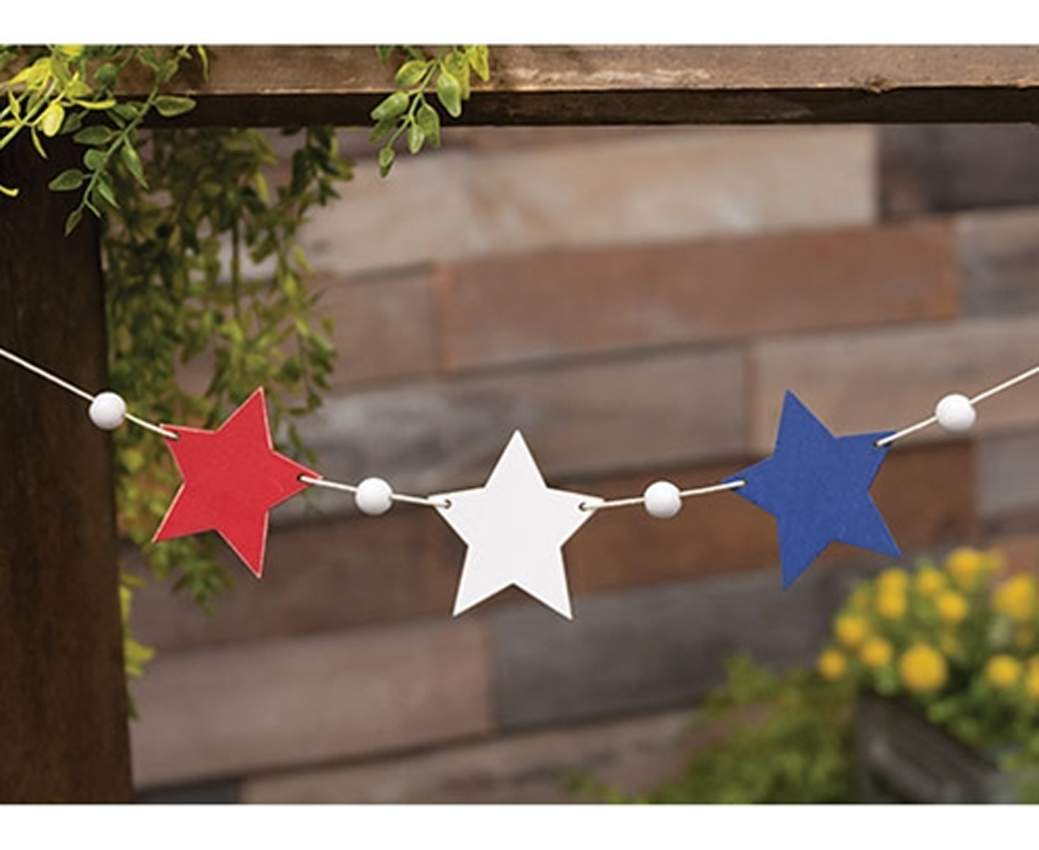 CWI Patriotic Decor - Red White Blue Star Small Banner Garland Clip