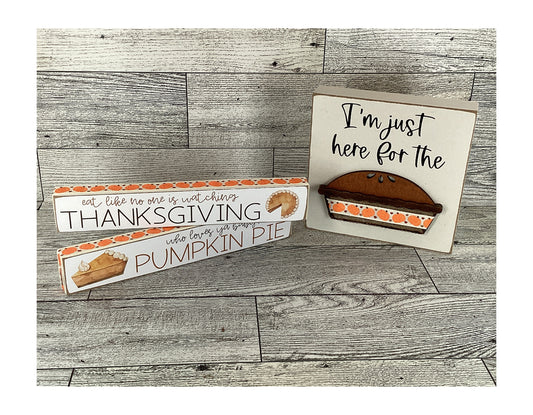 AGD  Fall Decor - Pumpkin Pie Thanksgiving Tier Tray Sign Decor 3pc