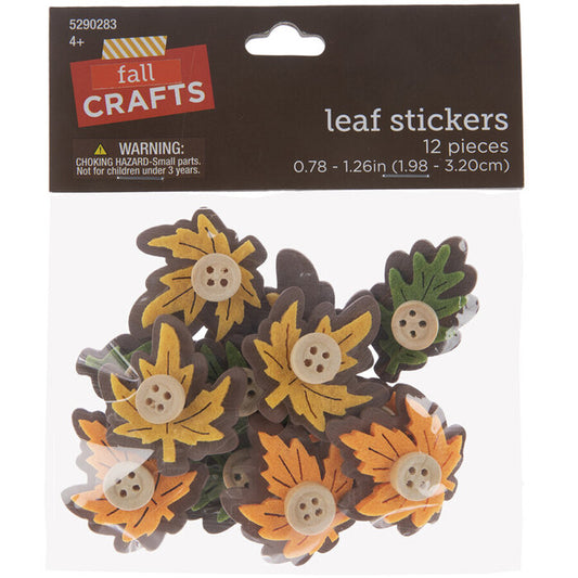 HL Fall Craft Supply -  Wood Felt Button Stickers 12pc