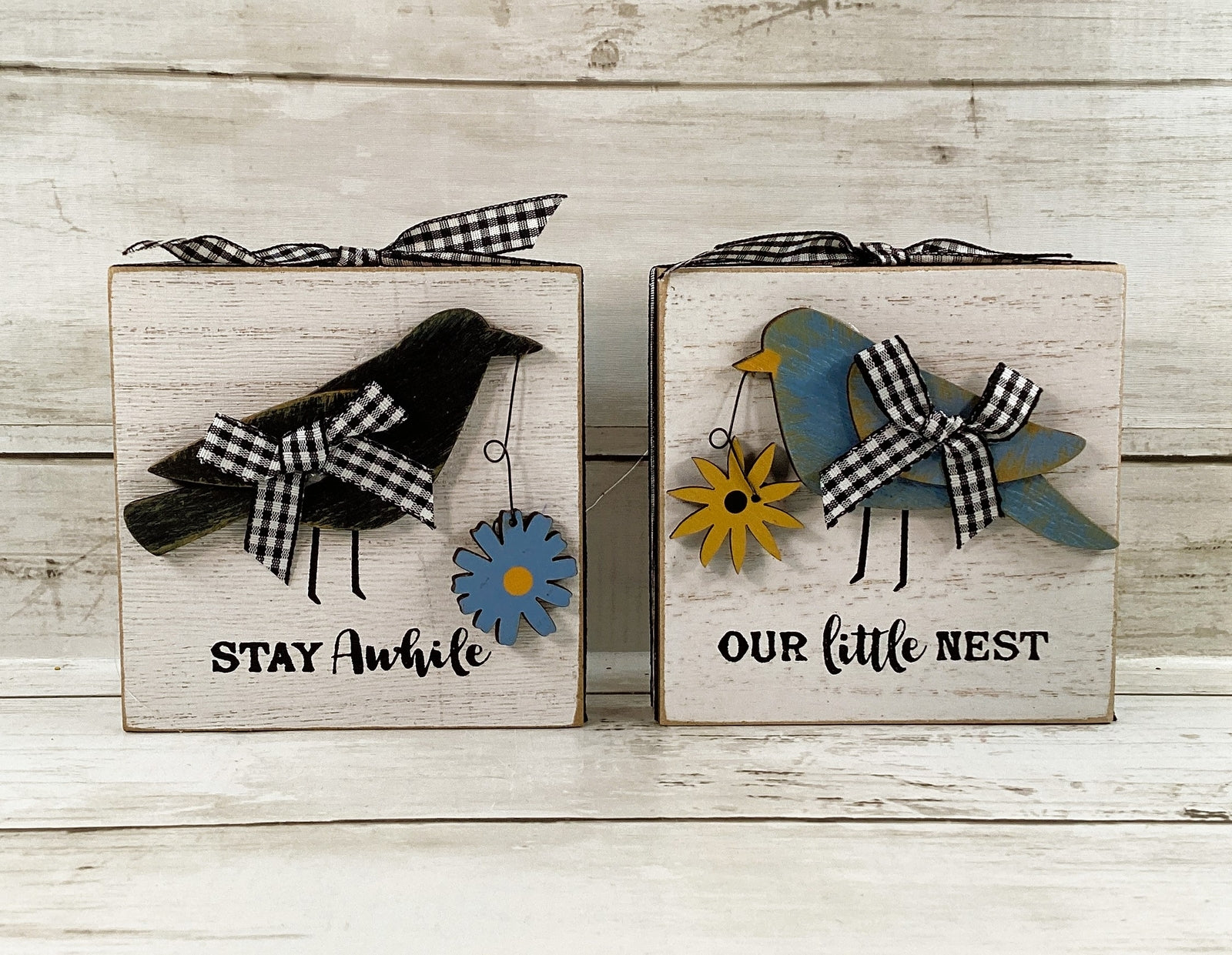 AGD Fall Decor - Farmhouse Welcome Sunflower Crow Blue Bird 3pc
