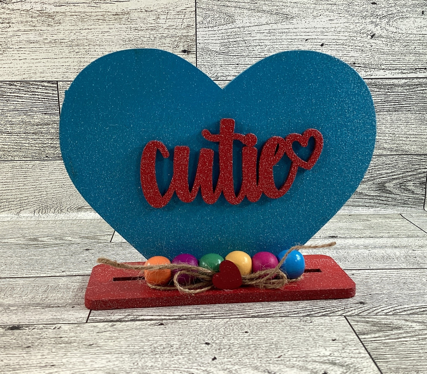 AGD Valentines Decor - Conversational Hearts Painted Layer Wood Sitters 6pc Set