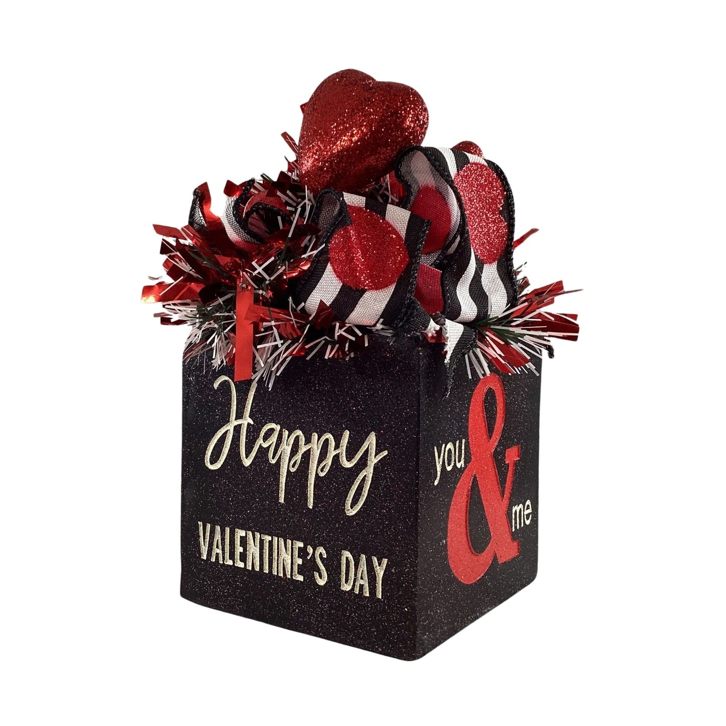 AGD Valentines Decor - Resin Debossed Cube Block Love XOXO Tabletop Display