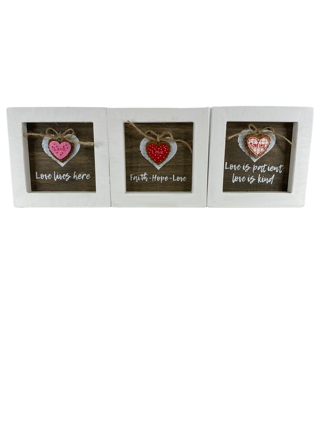 AGD Valentines - Faith Hope Love Is Patient Lives Here 3pc Signs