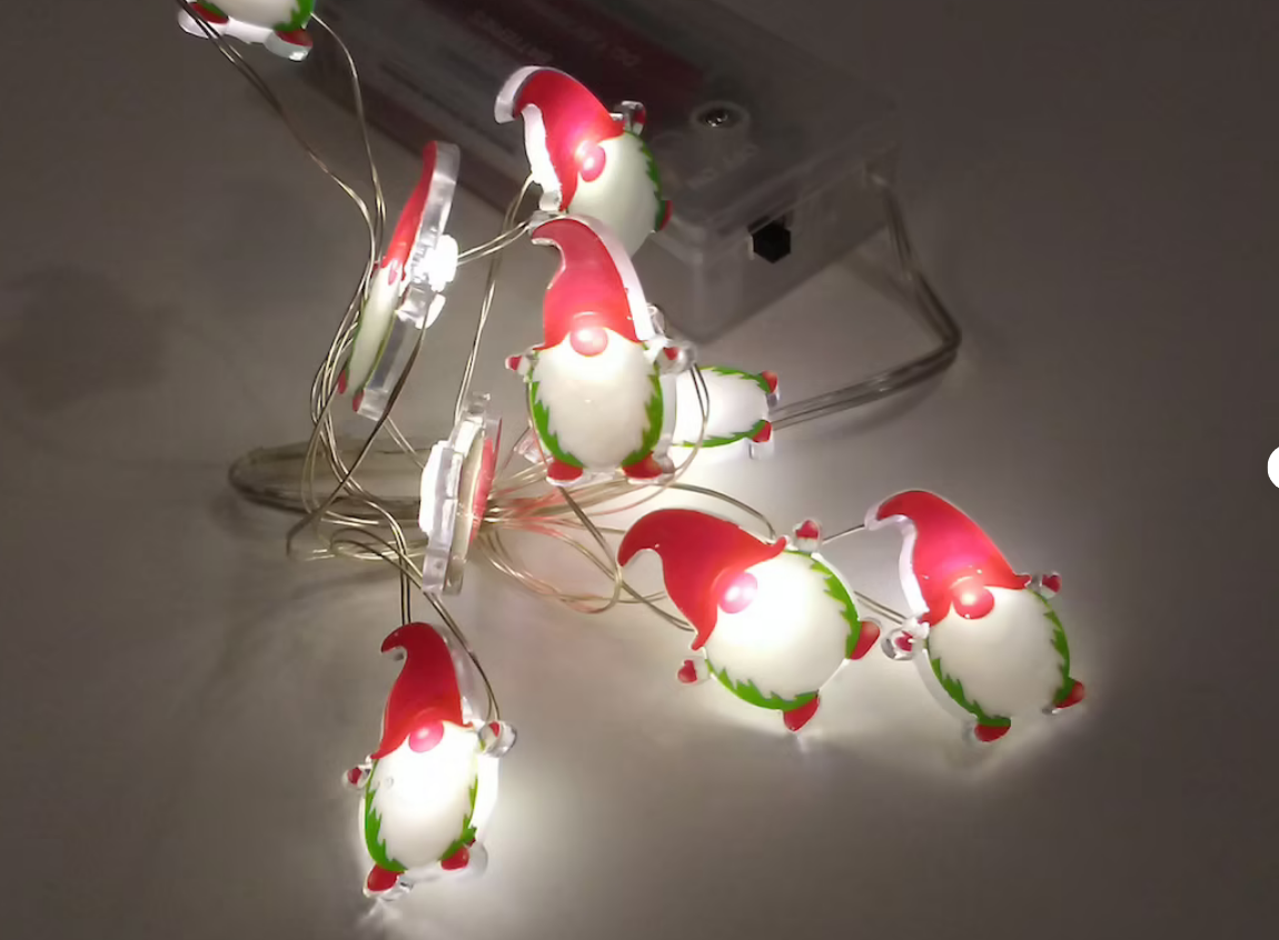 DT Christmas Decor - Santa Gnome LED Micro Lights Battery Operated