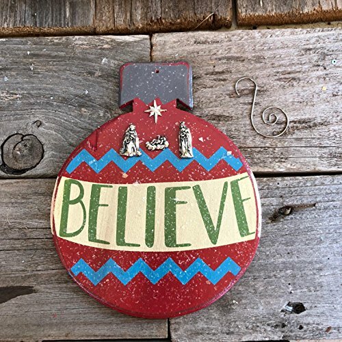 AGD Christmas Decor - Nativity BELIEVE Wood Ornament