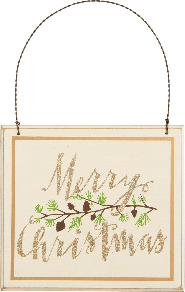 PBK Christmas Decor - Prim Beige Merry Christmas Ivy Sign
