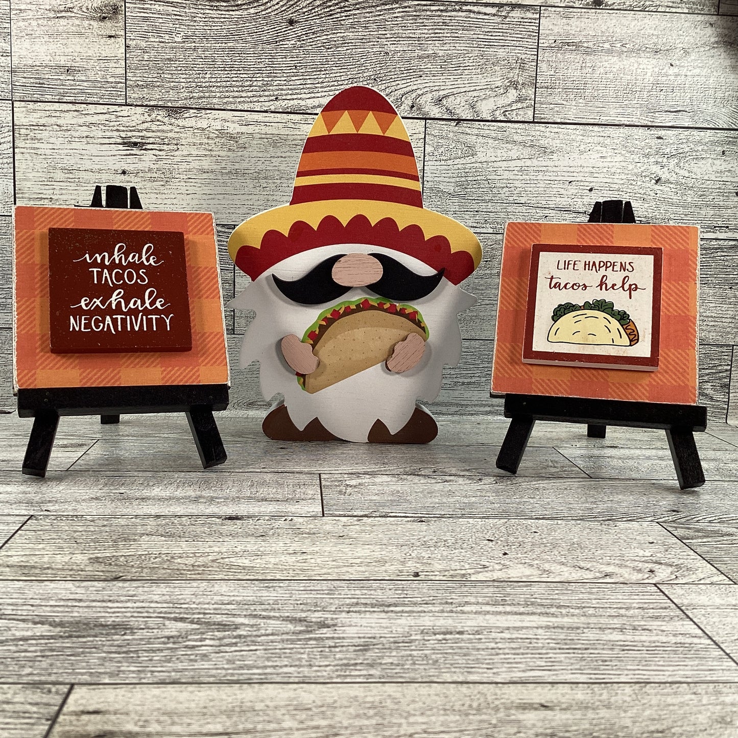 AGD Cinco De Mayo Decor - Taco Easel Chunky Gnome Tier Tray 3pc