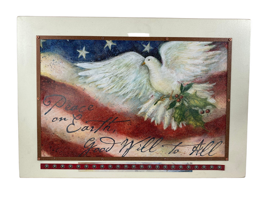 AGD Patriotic Decor -  Peace On Earth to All Dove Box Sign