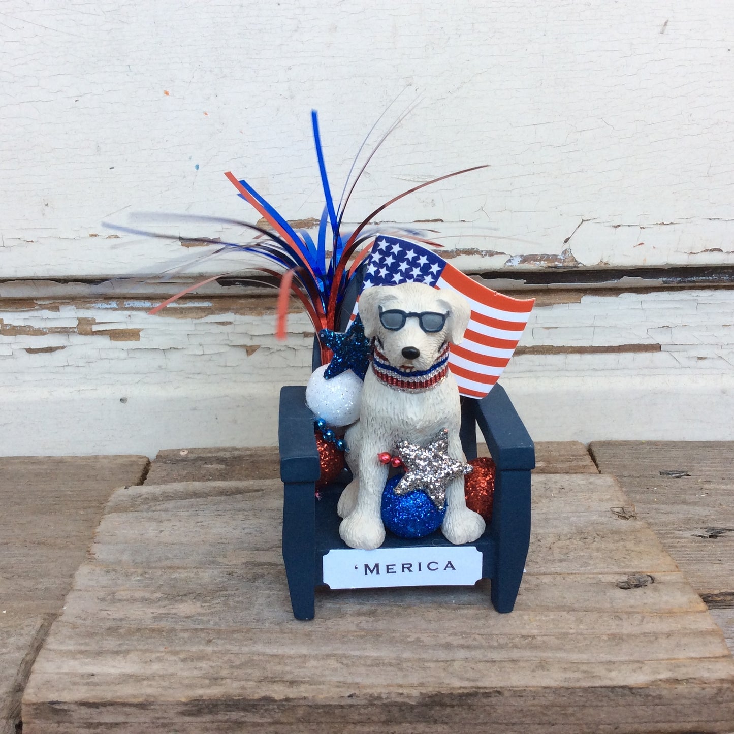 AGD Patriotic Decor - 'Merica Resin Summer Dog Decor
