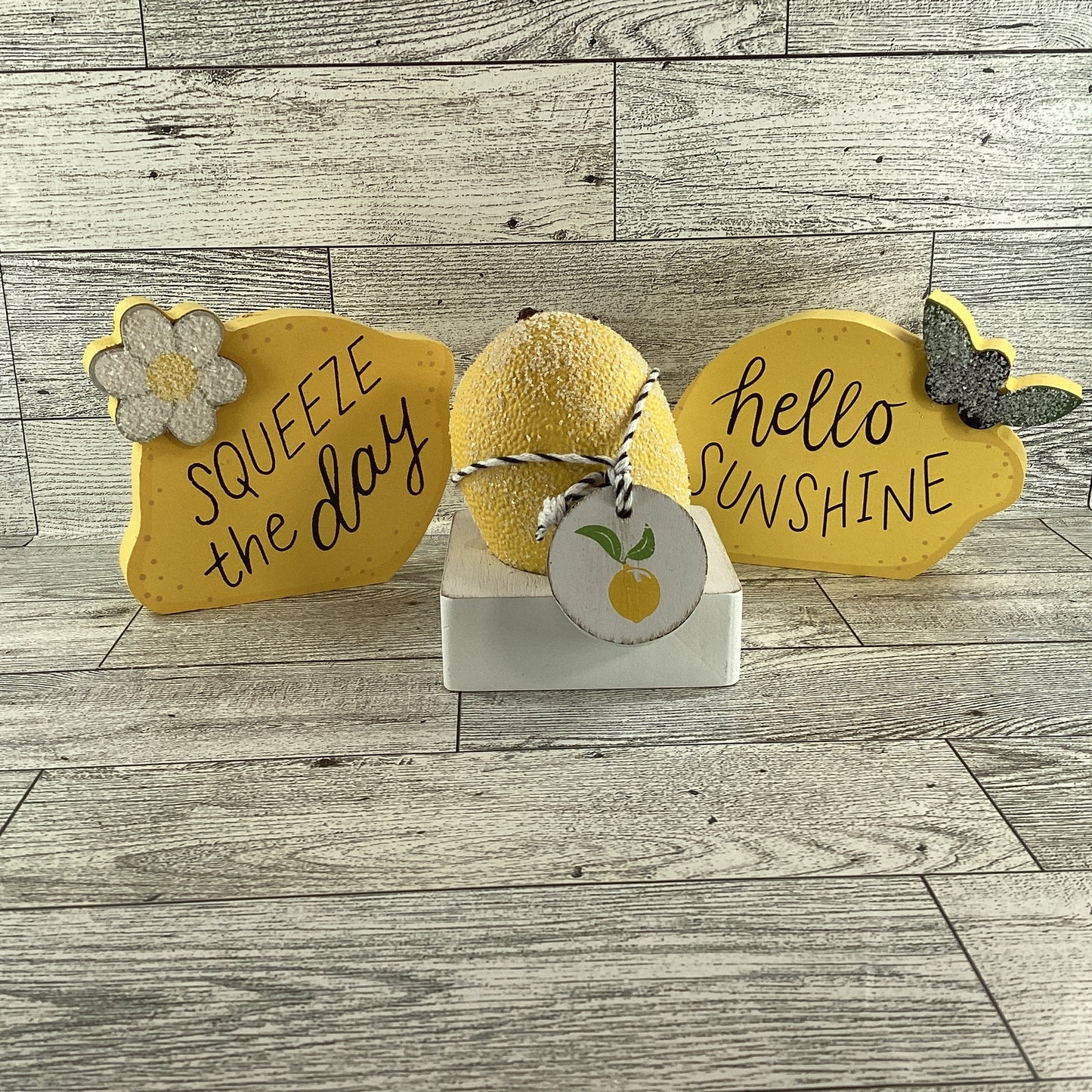 AGD Spring Decor - Summer Lemon Theme Tier Tray Decor 3pc Set