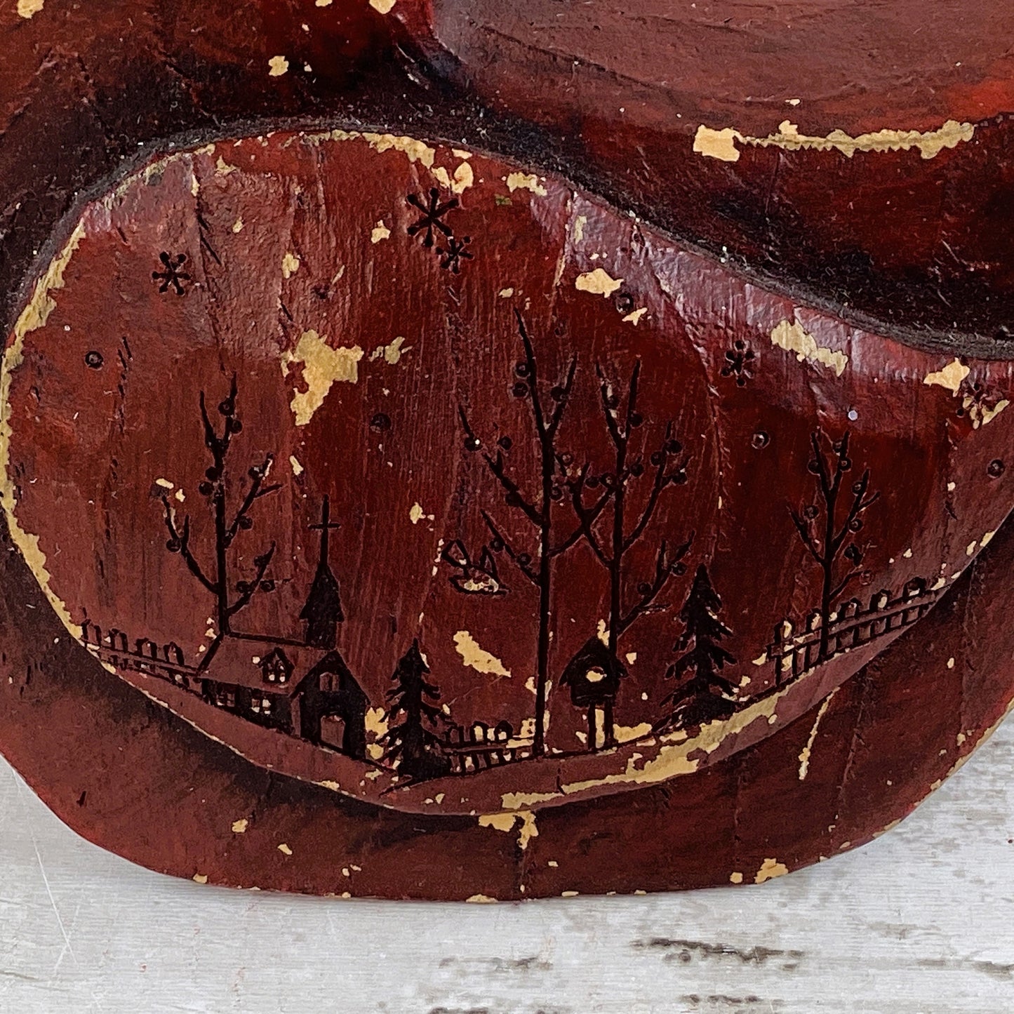 HL Wood Decor - Weathered Wood Carved Cardinal w Engraved Church Sitter