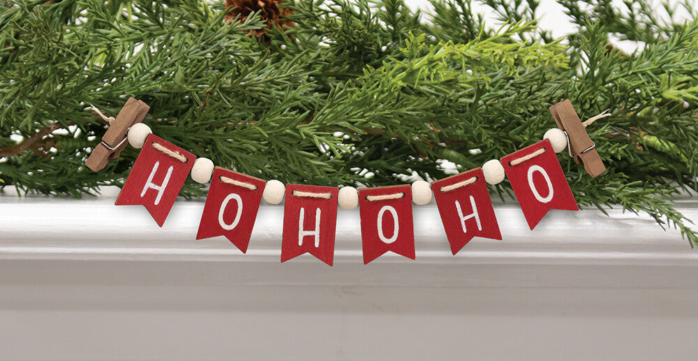 CWI Christmas Decor -  Ho Ho Ho Tier Tray Mini Small Banner Garland Clip
