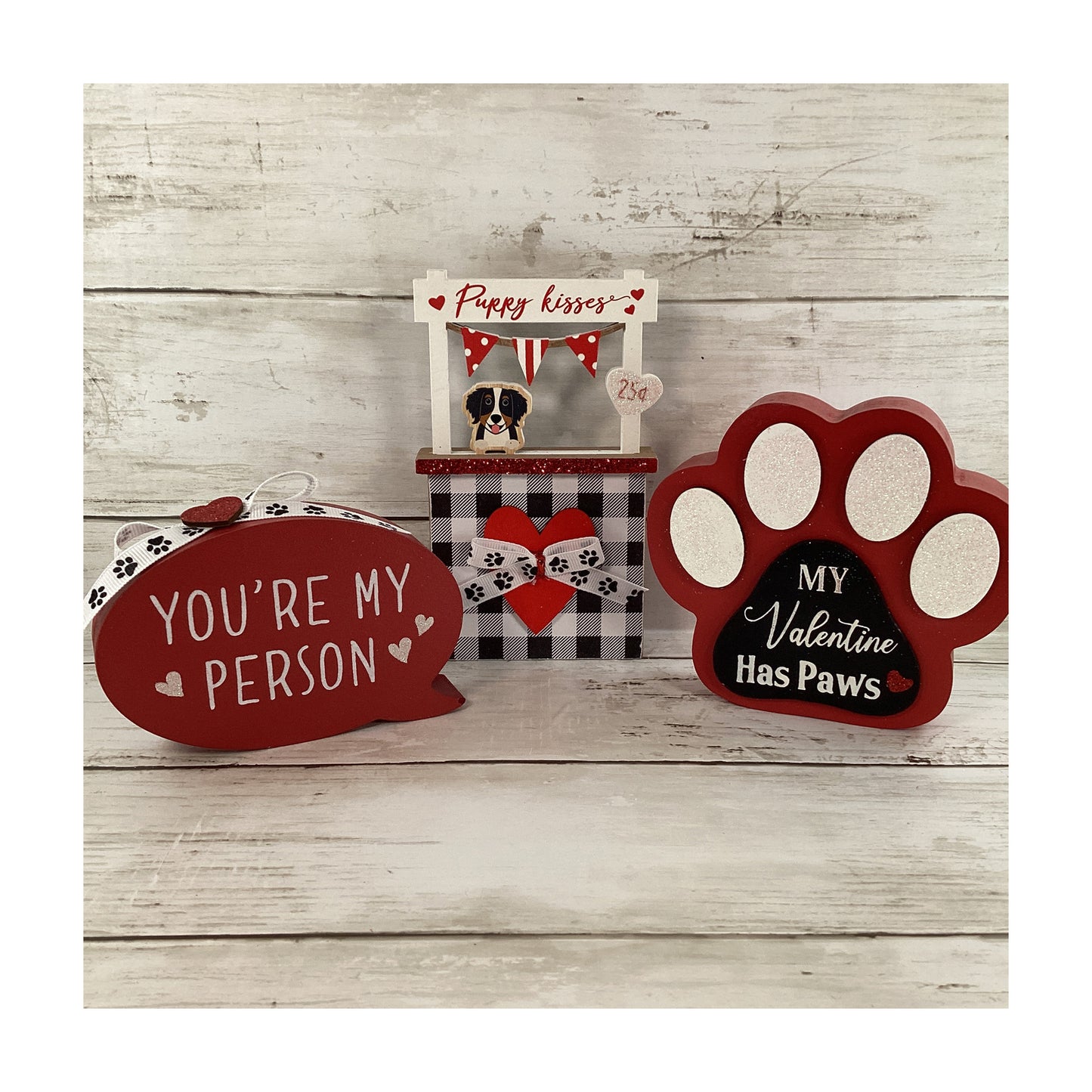 AGD ValentineS Decor Puppy Dog Kisses Booth, Paws My Person Tier Tray 3pc
