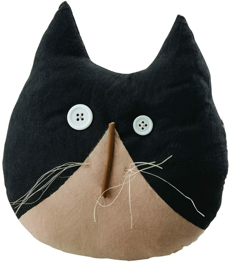 CWI Halloween Decor - Prim Fall Fabric Black Cat Head Pillow Filler