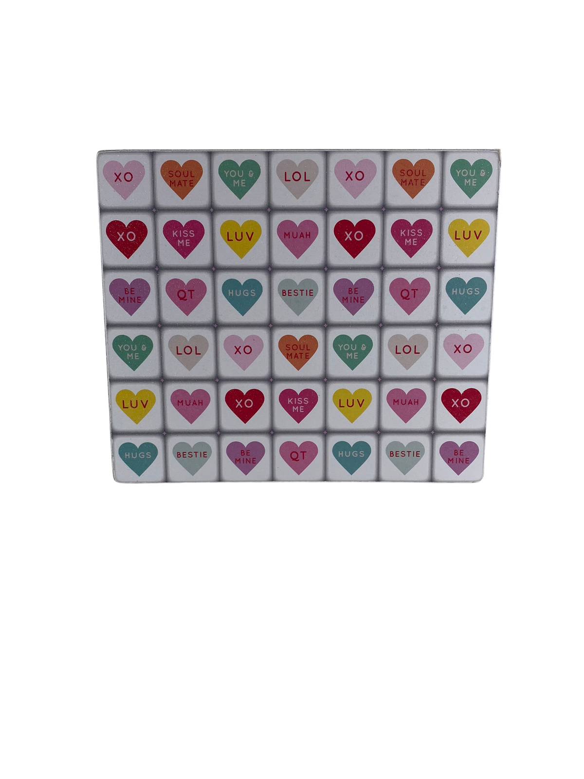 AGD Valentines Decor - Candy Hearts & Hugs Kisses Reversible Block Sign