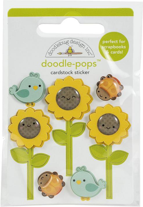 Fall Craft Supply - Doodle-pop Sunflower 3-D Embellishments 6pc Set