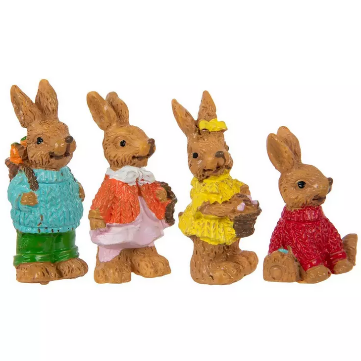 HL Spring Craft Decor - Miniature Resin Bunny Bunnies 4pc Set