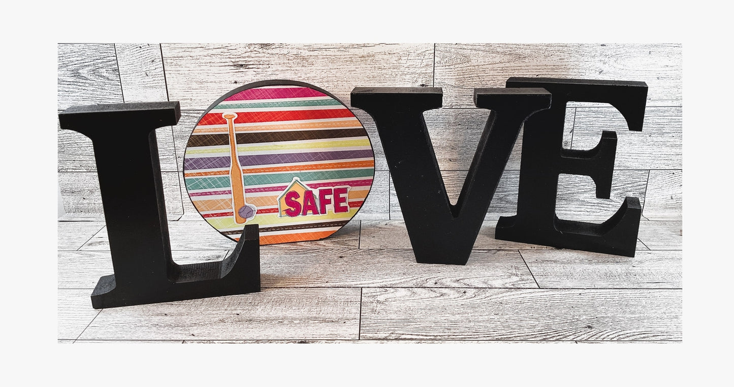 AGD Sports Gift Decor - Wood Softball Love L O V E Word Tabletop Display