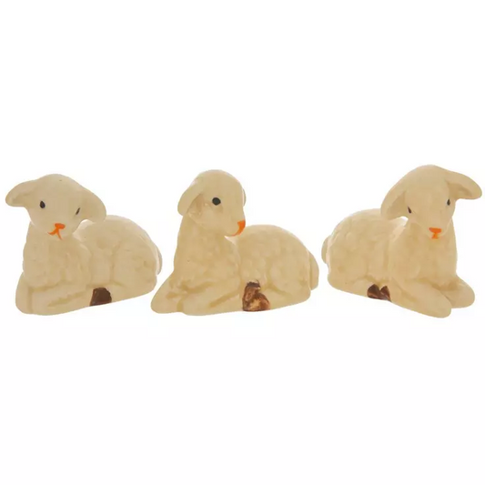 HL Easter Decor - Mini Ceramic Lamb Sheep 3pc Set