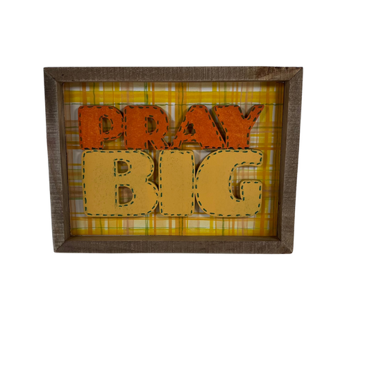 AGD Fall Decor - Pray Big Bee Mine Sunflower Reversible nset Sign