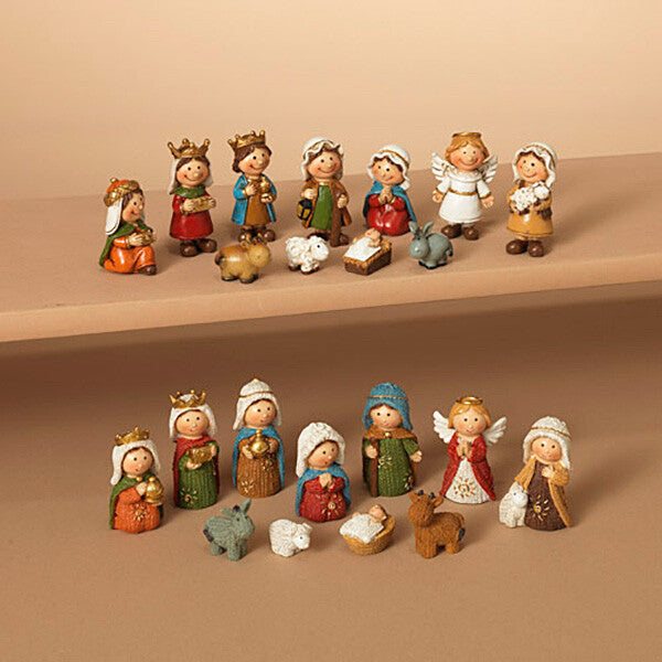 Gerson Christmas Decor - Small Children Figurines Ceramic Nativity 12pc Set