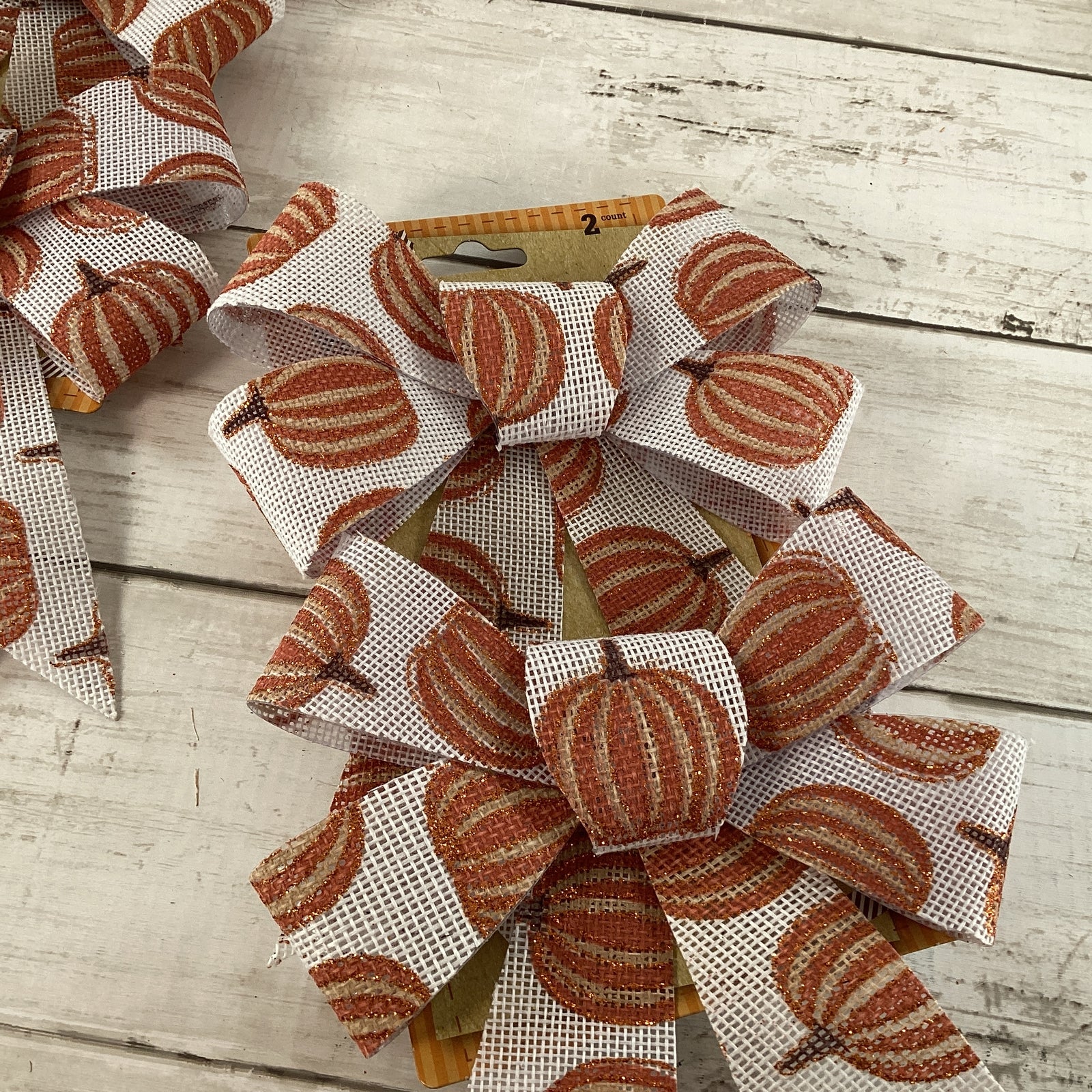 DT Fall Craft Supply - Small PVC Pumpkin Plaid Bows 8 bows