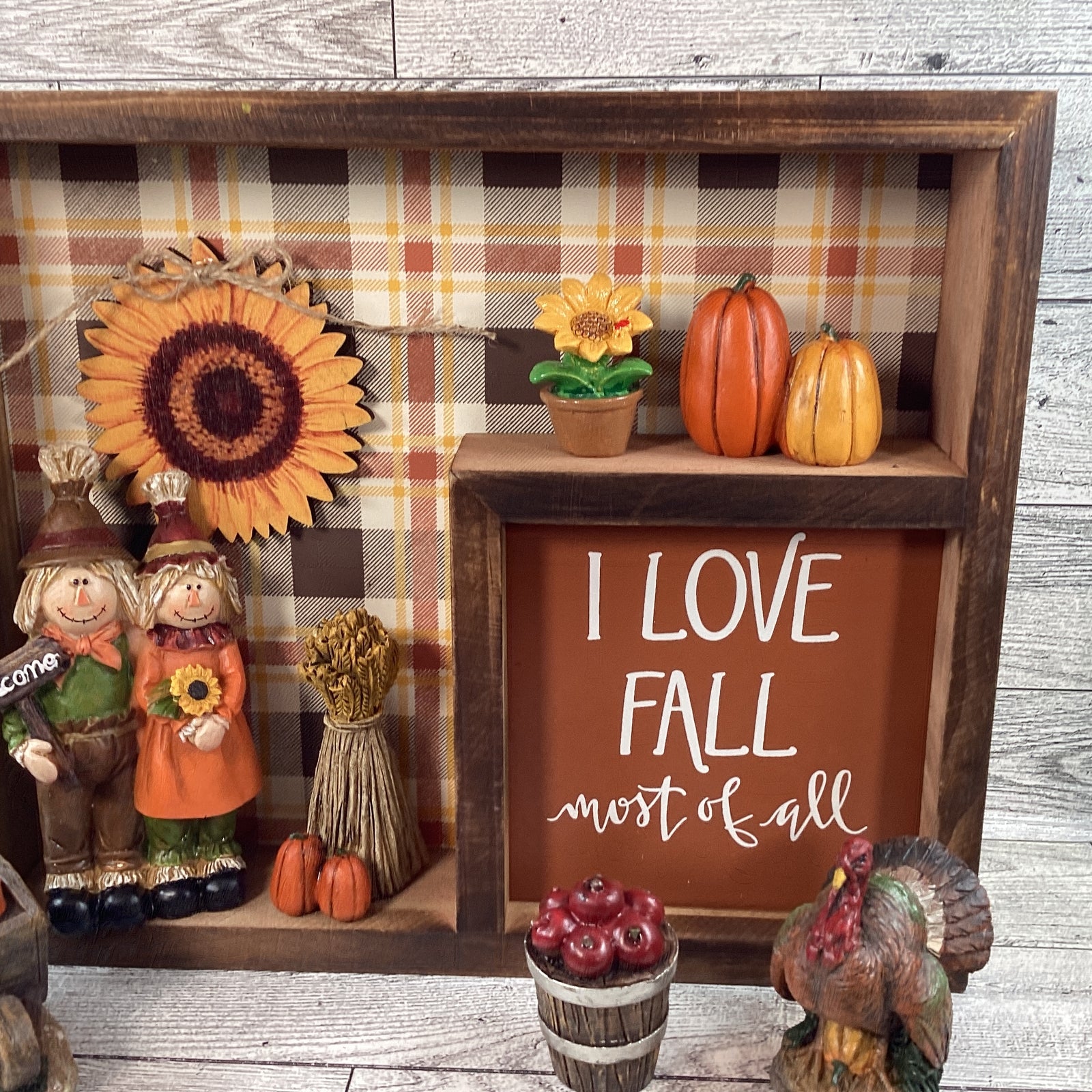 AGD Fall Decor - Harvest Figurines Love Fall Most Shadow Box Sign