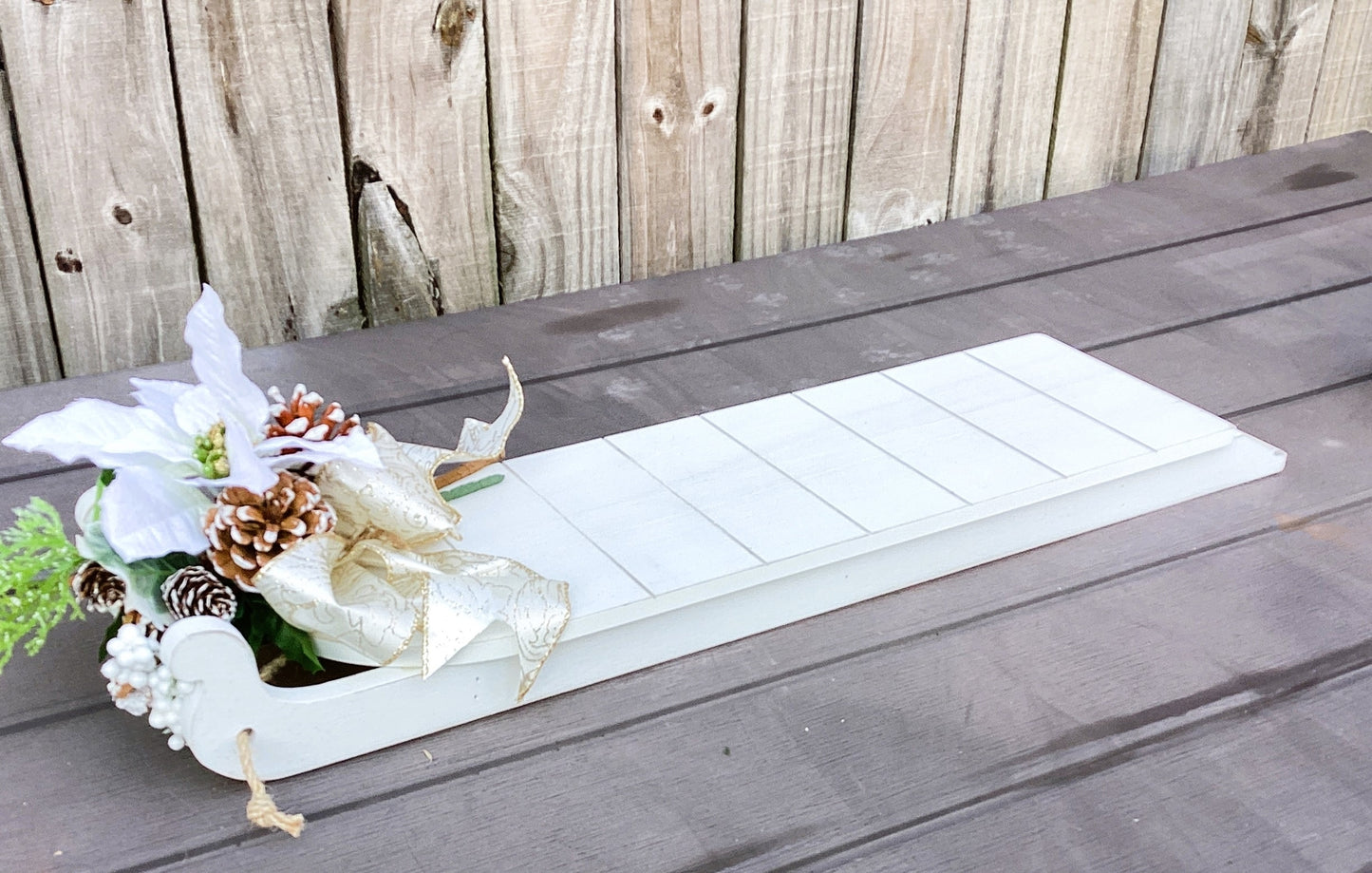 AGD Christmas Decor - Snowflakes on Sled Mantle Centerpiece 24inch