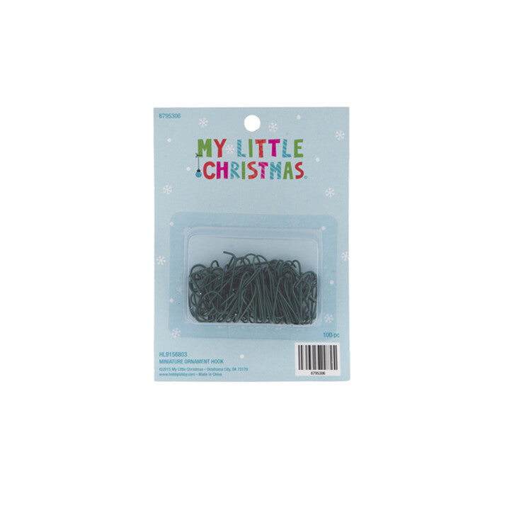 HL Christmas Supply - Green Miniature Ornament Hooks 100pc