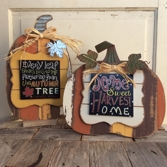 AG Designs Fall Decor - Slat Pallet Pumpkins 2pc Set - Home Sweet Harvest