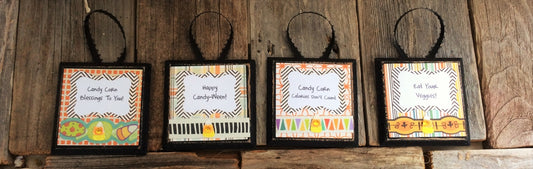 AG Designs Ornaments - Halloween Happy Candy-Ween Corn Sayings 4pcs. #8103