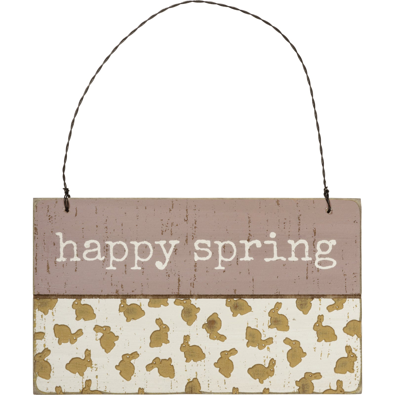 PBK Easter Decor -Happy Spring Wood Debossed Small Sign Ornament